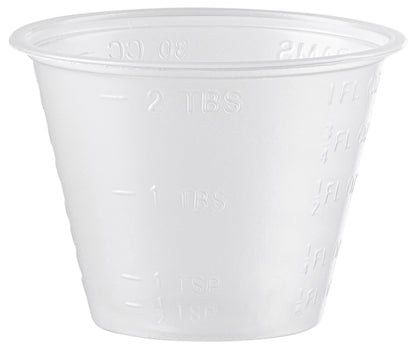 [100 Count - 1 oz.] Plastic Disposable Medicine Measuring Cup for Liquid Medicine, Epoxy, & Pills - WoodArtSupply