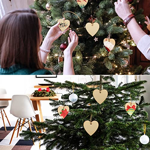 SUPVOX 50pcs Wood Chips Heart-Shaped Wood Chip Wooden Shapes for Easter Wood Discs Blank Wooden Cutout Wooden Heart Tag Unfinished Wood Heart Cutouts SUPVOX