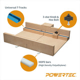 POWERTEC 71673 Table Saw Sled Kit w/T-Tracks, Miter Bars, Knob, Bolt and Screws Set POWERTEC