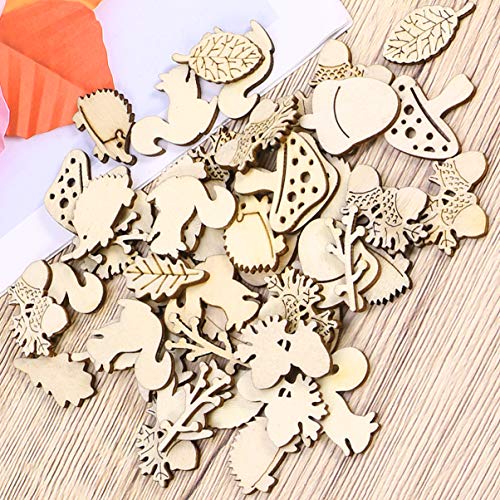 Healifty 50pcs Unfinished Wooden Cutouts Natural Wooden Slices Wooden Embellishments Crafts for DIY Craft Embellishments Wood Slices DIY Wooden Healifty