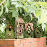 Glitzhome 12" H Green Hanging Distressed Solid Wood Garden Bird House Decoratvie Birdhouse glitzhome