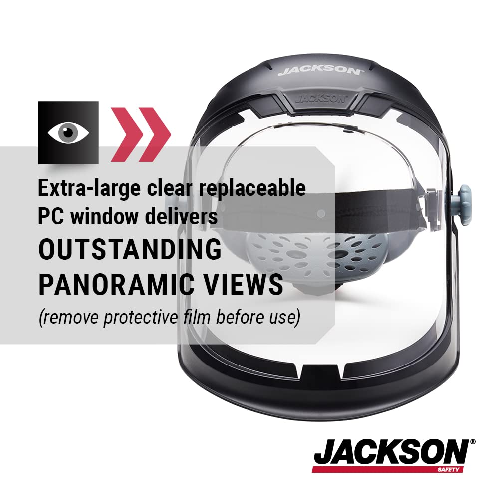 Jackson Safety Lightweight MAXVIEW Premium Face Shield with 370 Speed Dial Ratcheting Headgear – Uncoated Clear JACKSON SAFETY