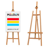 MEEDEN Large Basic Studio Easel, Solid Beech Wood Artist Easel,A-Frame Floor Painting Easel,Adjustable Height and Working Angles, Hold Canvas up to MEEDEN