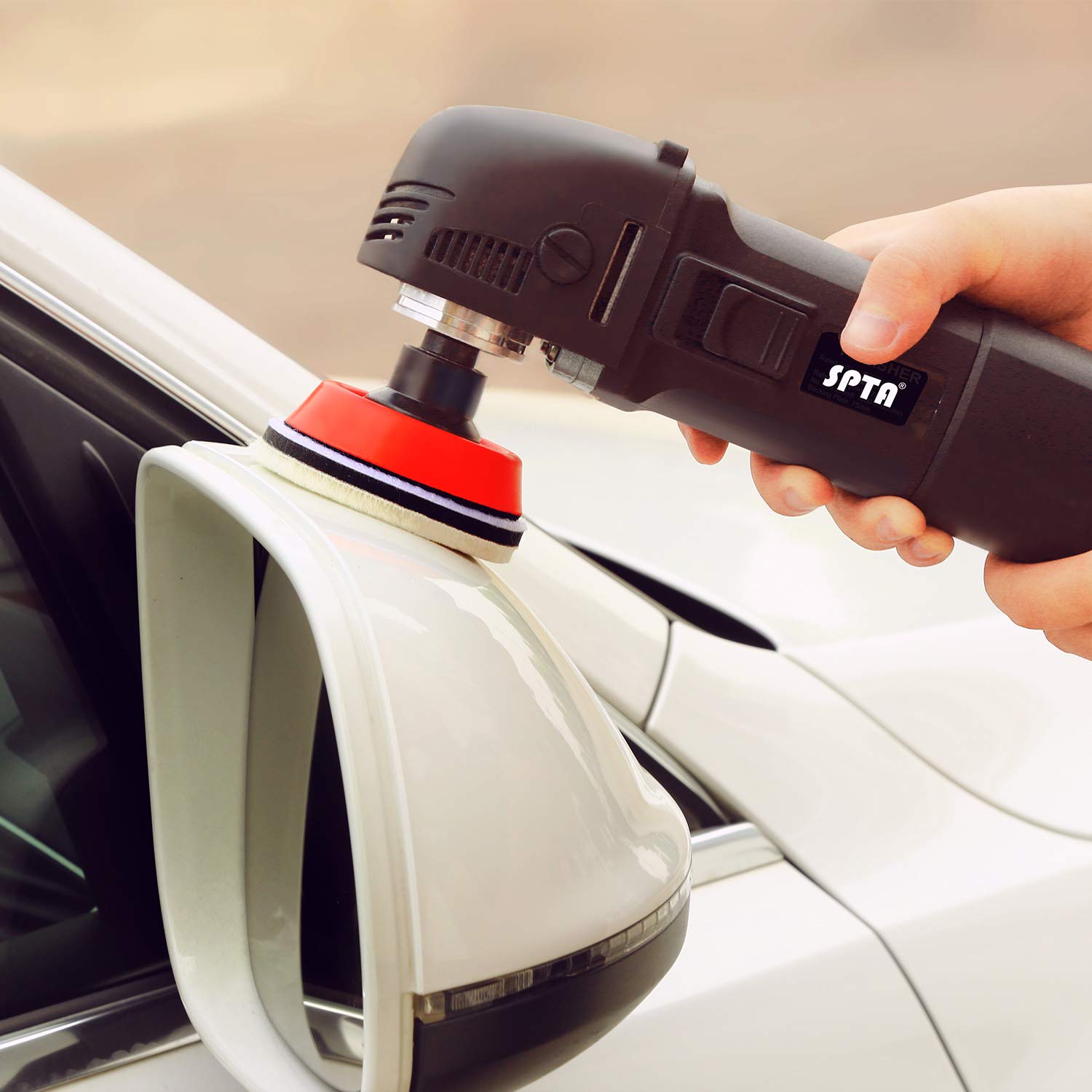 SPTA Mini Polishing Machine Buffer Rotary Polisher Auto Detailing Superpolish with 27Pcs Detail Polishing Pad Mix Size Kit Buffing Pad and SPTA