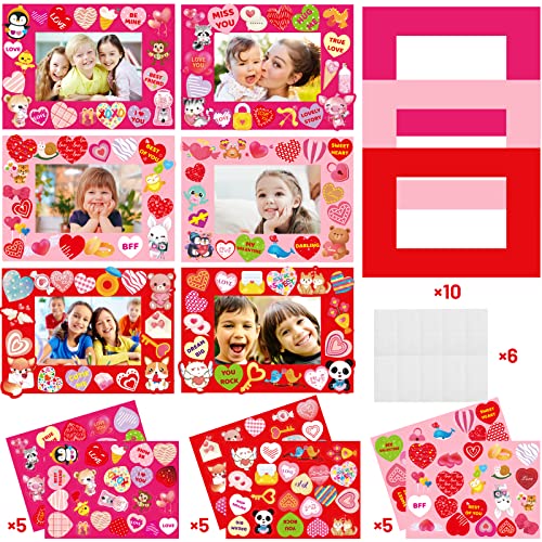FANCY LAND Valentines Picture Frame Craft Kits for Kids with Conversation Heart for Valentine Class Game Activities 30 Pack FANCY LAND