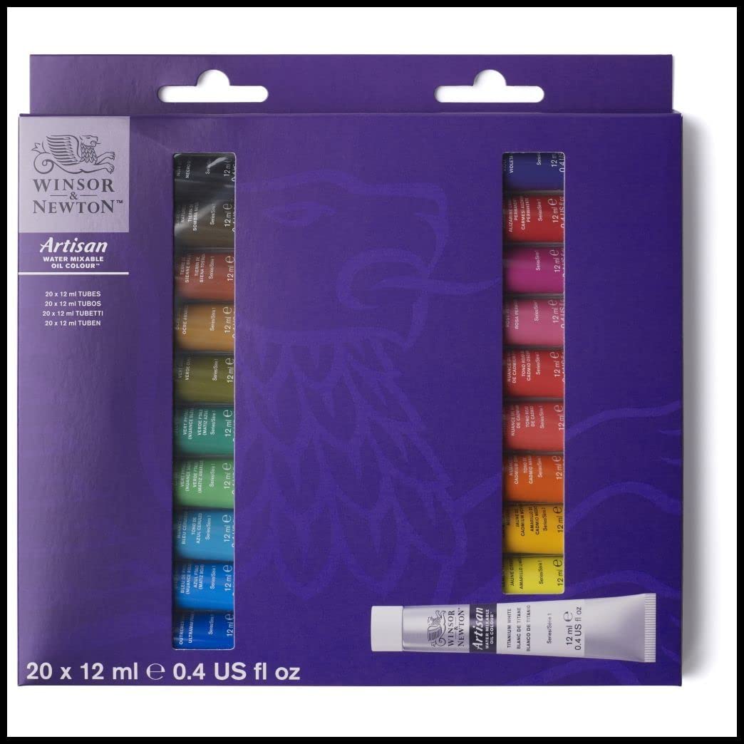 Winsor & Newton Artisan Water Mixable Oil Color Paint, 0.4-oz (12xml) Tubes, Set of 20 Winsor & Newton