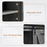 4 EVER WINNER Farmhouse Sideboard Buffet Cabinet with Storage, 42” Kitchen Cabinet with Sliding Barn Doors, Rustic Wood Coffee Bar Cabinet Table 4 EVER WINNER