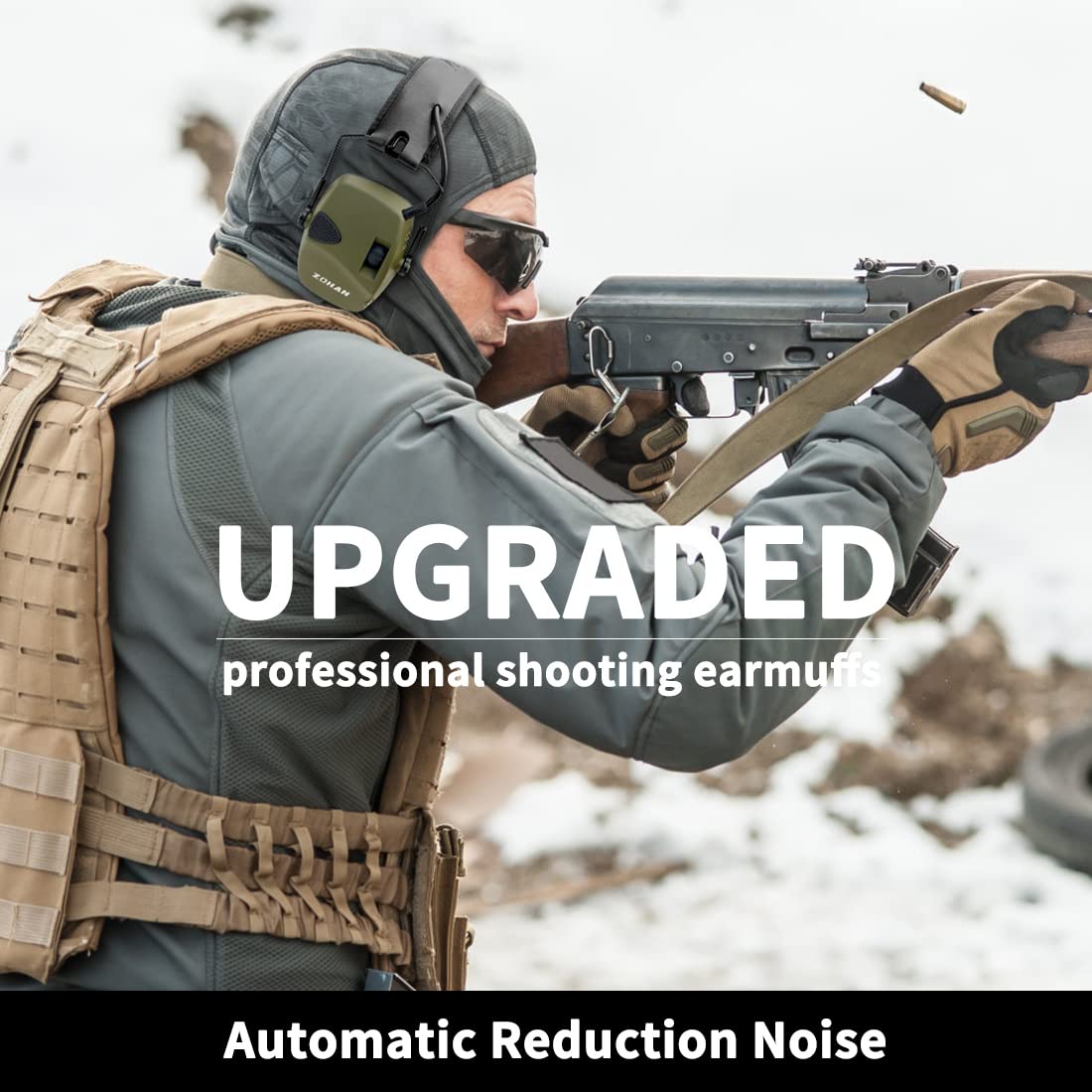 ZOHAN EM054 Electronic Shooting Ear Protection with Sound Amplification, Slim Active Noise Reduction Earmuffs for Gun Range - WoodArtSupply