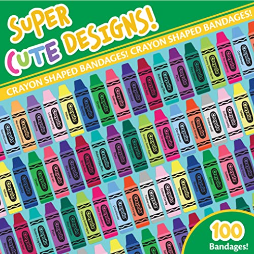 Crayola Shaped Kids Bandages, 100 CT | Great for Birthdays, Party Supplies, Stickers, Stocking Stuffer or White Elephant Gift | Adhesive Bandages for Crayola