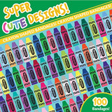 Crayola Shaped Kids Bandages, 100 CT | Great for Birthdays, Party Supplies, Stickers, Stocking Stuffer or White Elephant Gift | Adhesive Bandages for Crayola