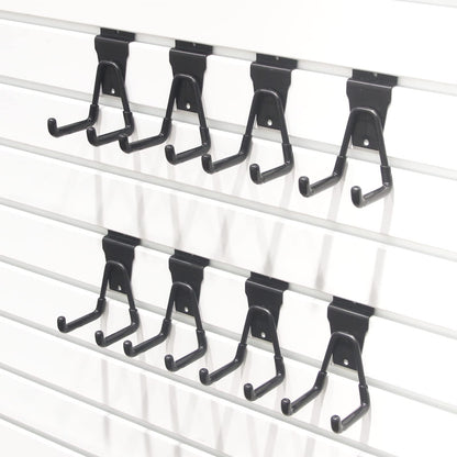 ATOOLA Slatwall Accessories, Sturdy Slatwall Hooks for Garage, Black Slat Wall Hanging Hooks, 8 Pack