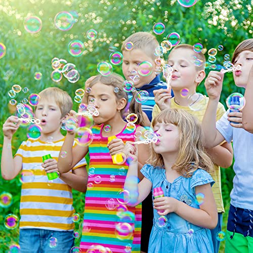 V-Opitos 36 Pack Bubble Bottles with Wands in 6 Colors, 4oz Bubbles Solution, Bubble Party Favors for Kids, Birthday, School Classroom Prizes for V-Opitos