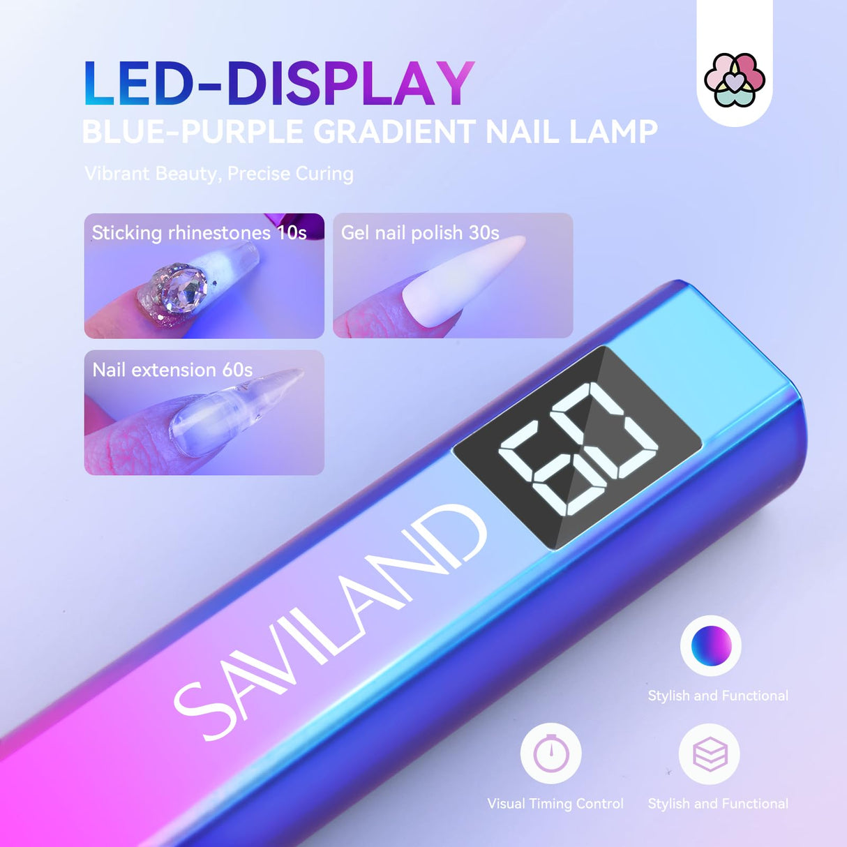 SAVILAND U V Light for Nails – Handheld U V Lamp for Gel Nails LED Nail Lamp Portable Mini Nail Dryer for Curing Gel Polish Nail Glue Gel USB Nail SAVILAND