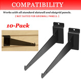 ALISWAT 10Pcs Slatwall Knife Shelf Brackets, 8 inch Metal Slatwall Bracket with Lip, Heavy Duty Shelf Slatwall Accessories for All Slat Wall Panels ALISWAT