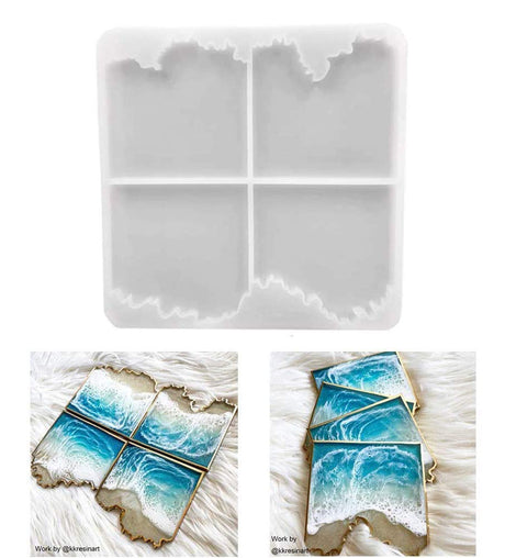 ResinWorld Resin Coaster Molds, Silicone Coaster Molds for Epoxy Resin + 3 Tier Resin Mold, Cake Stand Molds for Resin ResinWorld