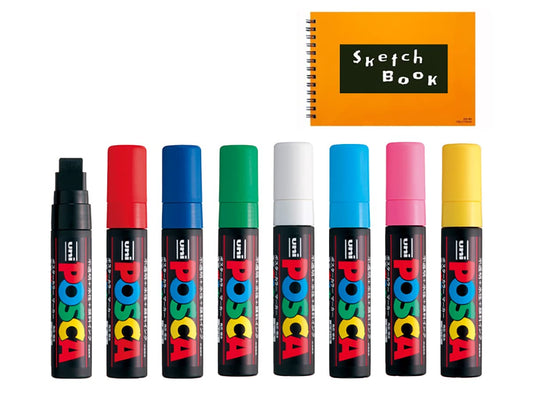 UNI POSCA chisel PC-17K FULL RANGE ALL 8 COLOURS - WoodArtSupply