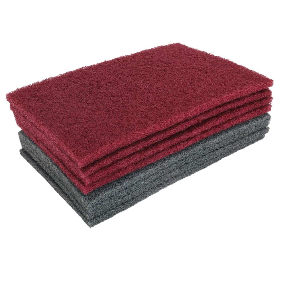 QZATTCAEN 8 Scuff Pad Variety Pack, 4 Each Maroon, Gray, Scuffing, Scouring, Sanding, Cleaning, Blending, Paint Surface Prep Adhesion - 6" x 9" QZATTCAEN