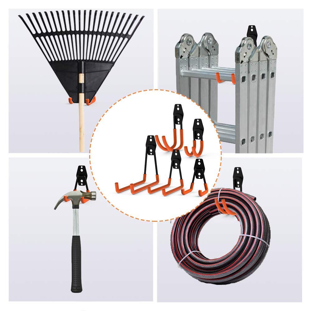 Intpro 12pack Steel Garage Storage Utility Double Hooks Organizer Heavy Duty Wall Mount Tool Holder for Organizing Power Tools Ladders Bulk Items Intpro