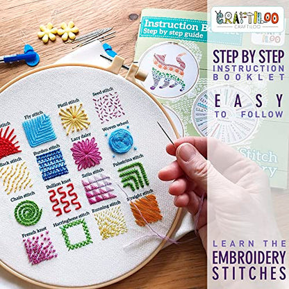 Learn 30 Stitches Cat Embroidery kit for Beginners . Beginner embroidery kit with Stamped Embroidery Patterns. Embroidery Kits. Embroidery Starter - WoodArtSupply