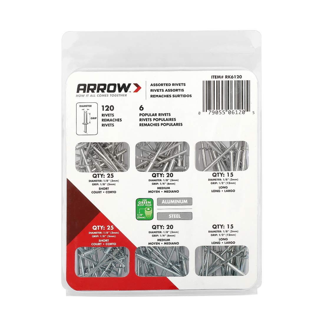 Arrow Heavy Duty Riveter Kit, Professional Pop Rivet Gun with Assorted 120 Rivets Arrow