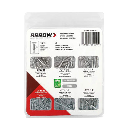 Arrow Heavy Duty Riveter Kit, Professional Pop Rivet Gun with Assorted 120 Rivets - WoodArtSupply