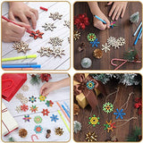 T-Antrix 50pcs DIY Wooden Snowflakes Unfinished Wood Ornaments Cutouts Christmas Wood Snowflake for Christmas Decoration Christmas Tree Hanging T-Antrix