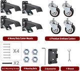 SPACECARE Workbench Casters kit 600Lbs Heavy Duty Quick Release 2 Mounting Options Retractable Workbench Stepdown Caster Wheels Adjustable SPACECARE