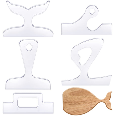5 Pcs Acrylic Charcuterie Board Handle Template Clear Cutting Board Router Template Angled Curvy Triangle Woodworking Tracing Stencils Laser Cut Nuanchu