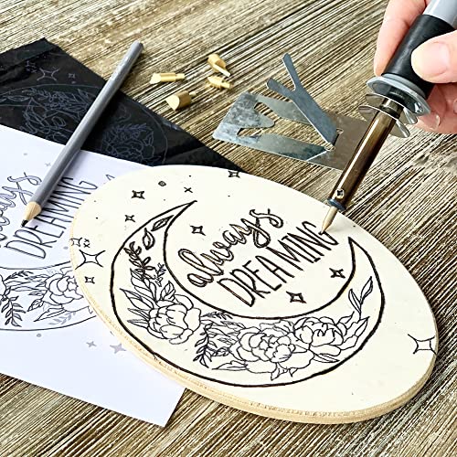 ArtSkills Wood Burning Kit for Beginners - Deluxe Pyrography Wood Engraving Art Kit with Burner Pen, Stencils, Watercolor Paints - 48 Piece DIY - WoodArtSupply