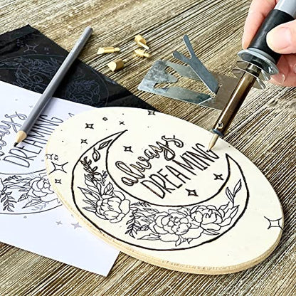 ArtSkills Wood Burning Kit for Beginners - Deluxe Pyrography Wood Engraving Art Kit with Burner Pen, Stencils, Watercolor Paints - 48 Piece DIY - WoodArtSupply