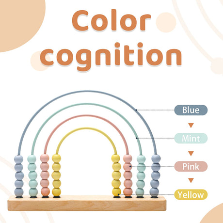 ibwaae Wooden Rainbow Abacus Beads Counting Toys Kids Early Math Skills Montessori Educational Learning Games for Toddler ibwaae