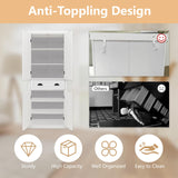 GOAWGO 72" White Freestanding Kitchen Pantry Cabinet with Adjustable Shelves and Drawer GOAWGO