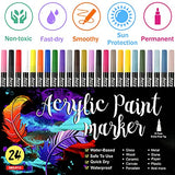 Acrylic Paint Pens for Rock Painting,Set of 24 Extra Fine Point Non-toxic Acrylic Paint Pen Paint Markers for Stone,Ceramic,Glass,Wood,Canvas,Fabrics JanFeel