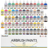 MEEDEN Airbrush Paint Set, 60 Colors/30ml Airbrush Paints Contain Metallic and Neon Paints, Ready to Spray, Water Based, for Wood, Models, Leather MEEDEN