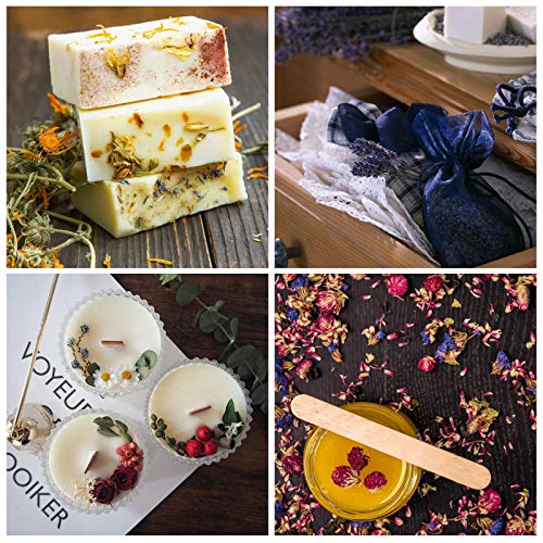 9 Bags Dried Flowers,100% Natural Dried Flowers Herbs Kit for Soap Making, DIY Candle Making,Bath - Include Rose Petals,Lavender,Don't Forget SACATR