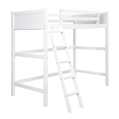 High-Quality Twin Size Wooden Loft Bed with Ladder and Safety Rail by Harper & Bright Designs - WoodArtSupply