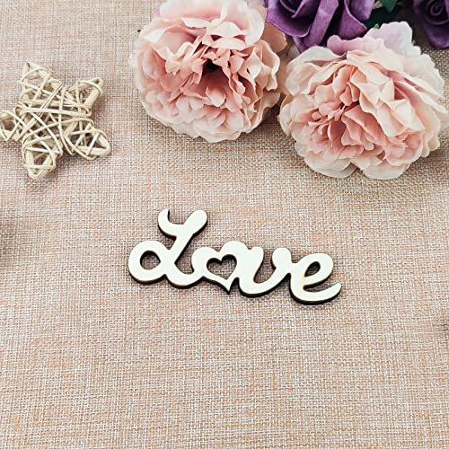 20pcs Love Wood DIY Crafts Cutouts Wooden Love Heart Shaped Slices Embellishments Gift Ornaments for Wedding Birthday Party Home Decorations Creaides