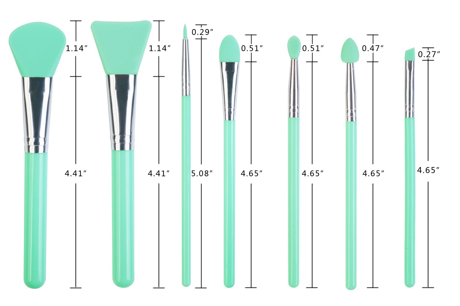LORMAY 7 Pcs Silicone Brush applicator kit for UV Resin Epoxy Art Crafting and Cream Makeup Products (Mint Green) LORMAY