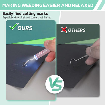 2PCS LED Weeding Tools for Vinyl with Light with Pin and Hook for Removing  Tiny Vinyl Paper (Not Include Battery) 