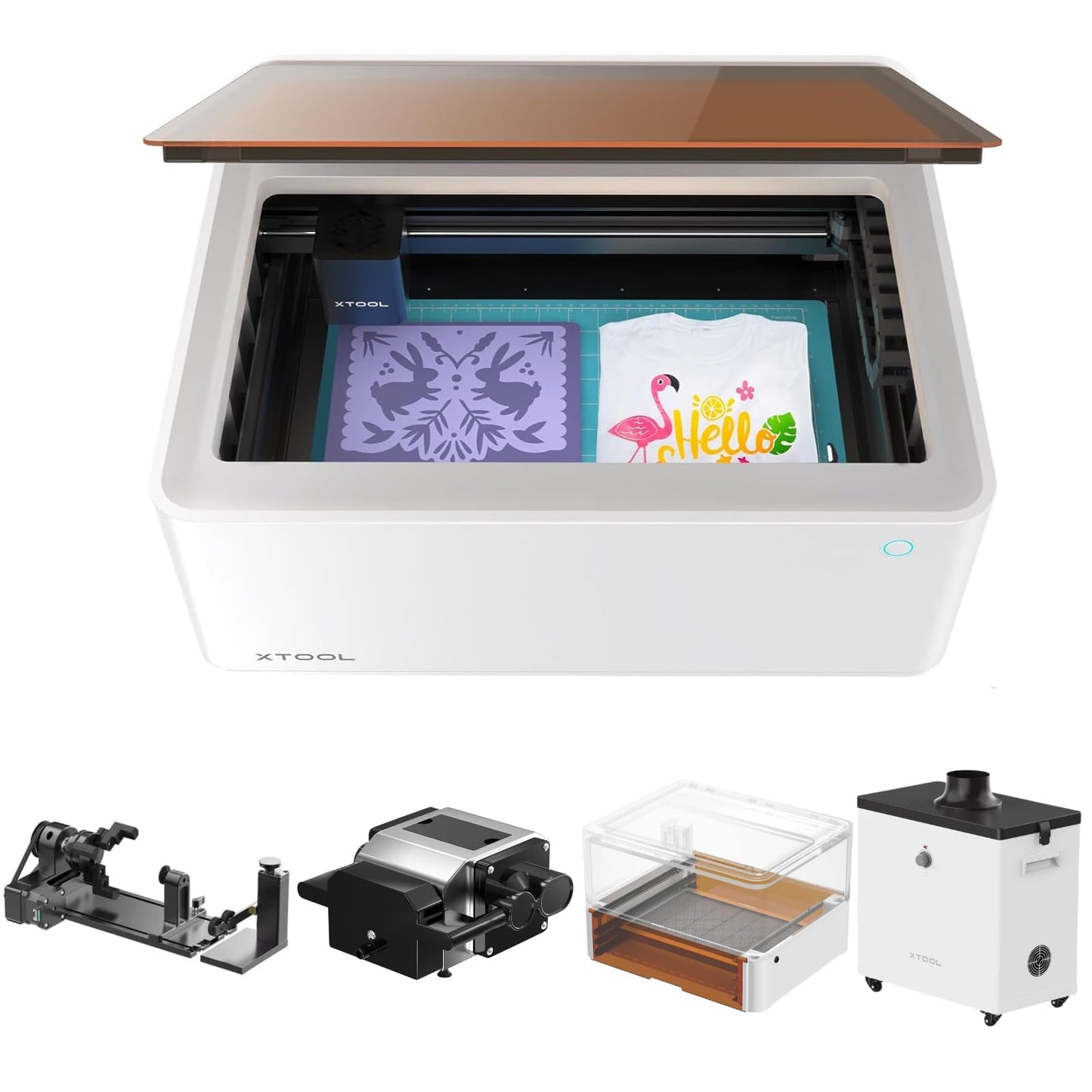 xTool M1 10w Compact 2-in-1 Laser Engraver and Cutting Machine & xTool Air Assist & xTool M1 Riser Base with Honeycomb Panel & xTool Smoke Purifier