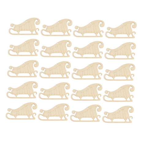 VOSAREA 20pcs Christmas Decor Wooden Tags Wood Decor Wooden Sleigh Christmas Ornaments Christmas Tree Wood Cutout Wooden Reindeer Cutouts Bamboo VOSAREA