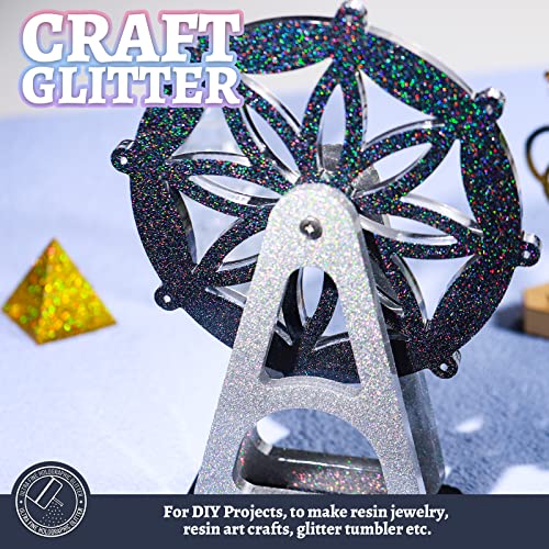 LEOBRO Black Glitter, Glitter, 180G/6.35OZ Holographic Ultra Fine Glitter, Resin Glitter Powder, 1/128" Metallic Black Glitter for Crafts Resin LEOBRO