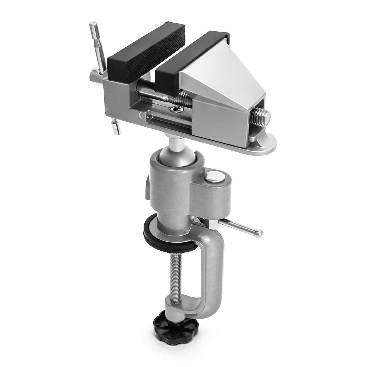 QWORK 3" Universal Tabletop Clamp Vice Tilts Rotate 360°, Portable Work Bench Vise for Drilling, Woodworking,Jewelry Making, Mental working QWORK