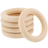 SOUJAP 110 PCS 58mm Natural Wood Rings, 2 Inch Unfinished Solid Wood Rings, Macrame Rings Wood Circle Ring for Crafts, Pendant Connectors, Jewelry SOUJAP