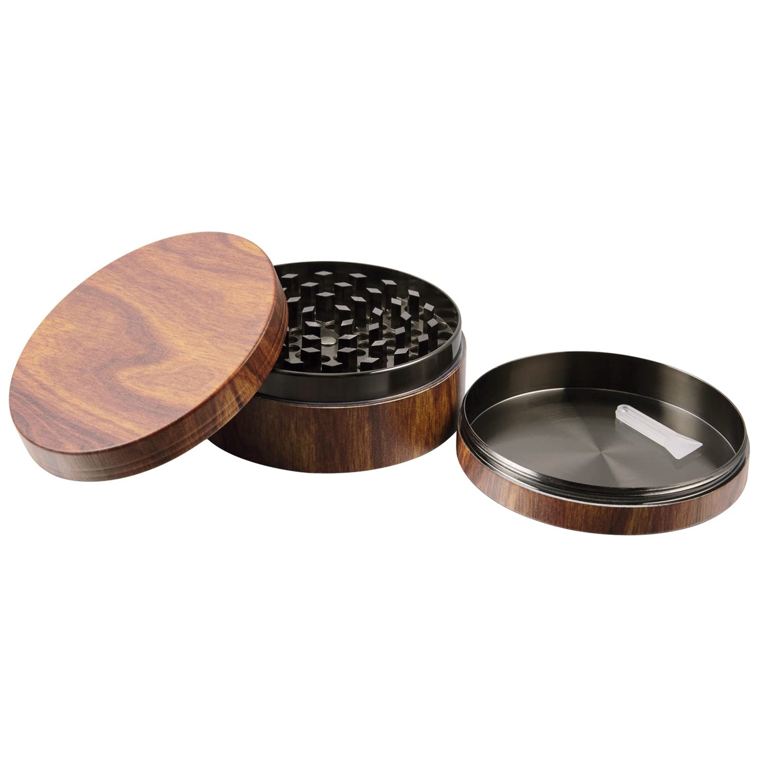 KINGTOP 3 Inch Large Spice Grinder, Zinc Alloy Mills (Wood Grain Brown) KINGTOP