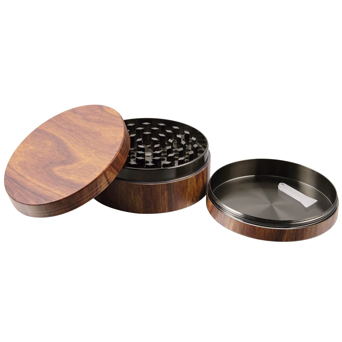 KINGTOP 3 Inch Large Spice Grinder, Zinc Alloy Mills (Wood Grain Brown) - WoodArtSupply