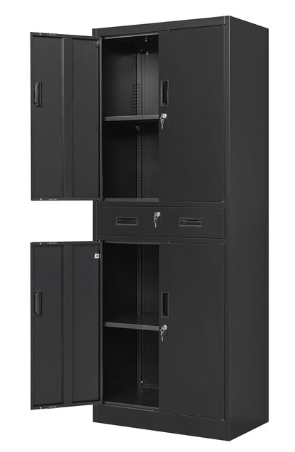 Wanfu Metal Storage Cabinet, 71" H x 28" W x 16" D Locking Storage Cabinet with Adjustable Shelves and One Drawer, Steel Storage Cabinet for Office, - WoodArtSupply