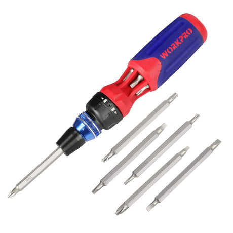 WORKPRO 12-in-1 Ratcheting Multi-Bit Screwdriver Set, Quick-load Mechanism Screwdriver with Double End Bits in Handle WORKPRO