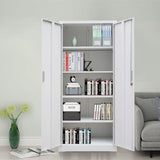 YEEZER Metal Storage Cabinet with Locking Doors and Shelves, 71" Large Garage Locker with 4 Adjustable Shelves, Steel File Cabinet for Office, YEEZER