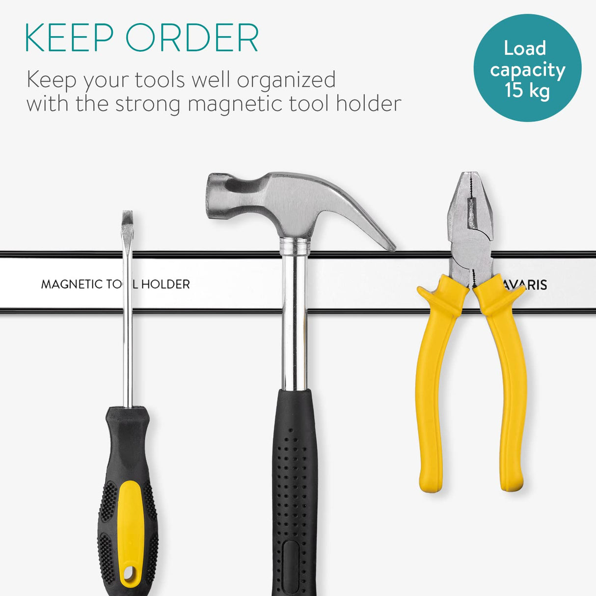 Navaris Set of 4 Magnetic Tool Holder Rack - 12 Inch Heavy Duty Garage Wall Holder Strip for Tools - Tool Bar with Magnet for Screwdriver, Wrench Navaris